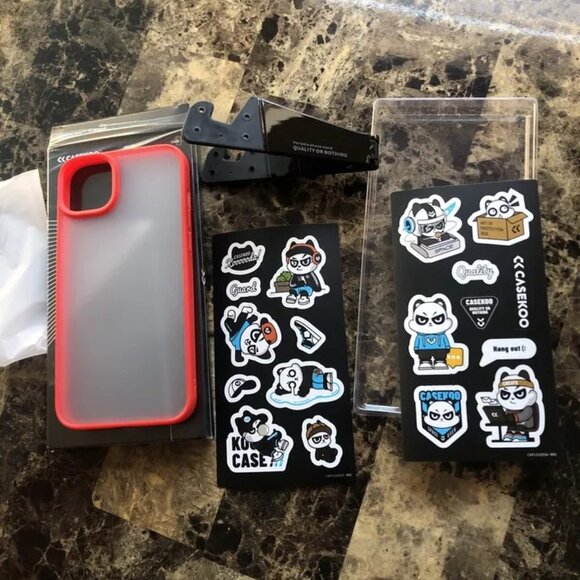 CaseKoo Apple iPhone Transparent Red Case + Portable Stand & Sticker NEW - Picture 5 of 9